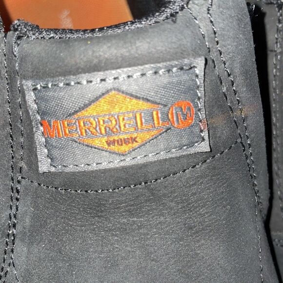 Merrell Mens Safety Shoes Size 13 M Black Leather Steel Toe Oil & Slip Resistant - Picture 2 of 12